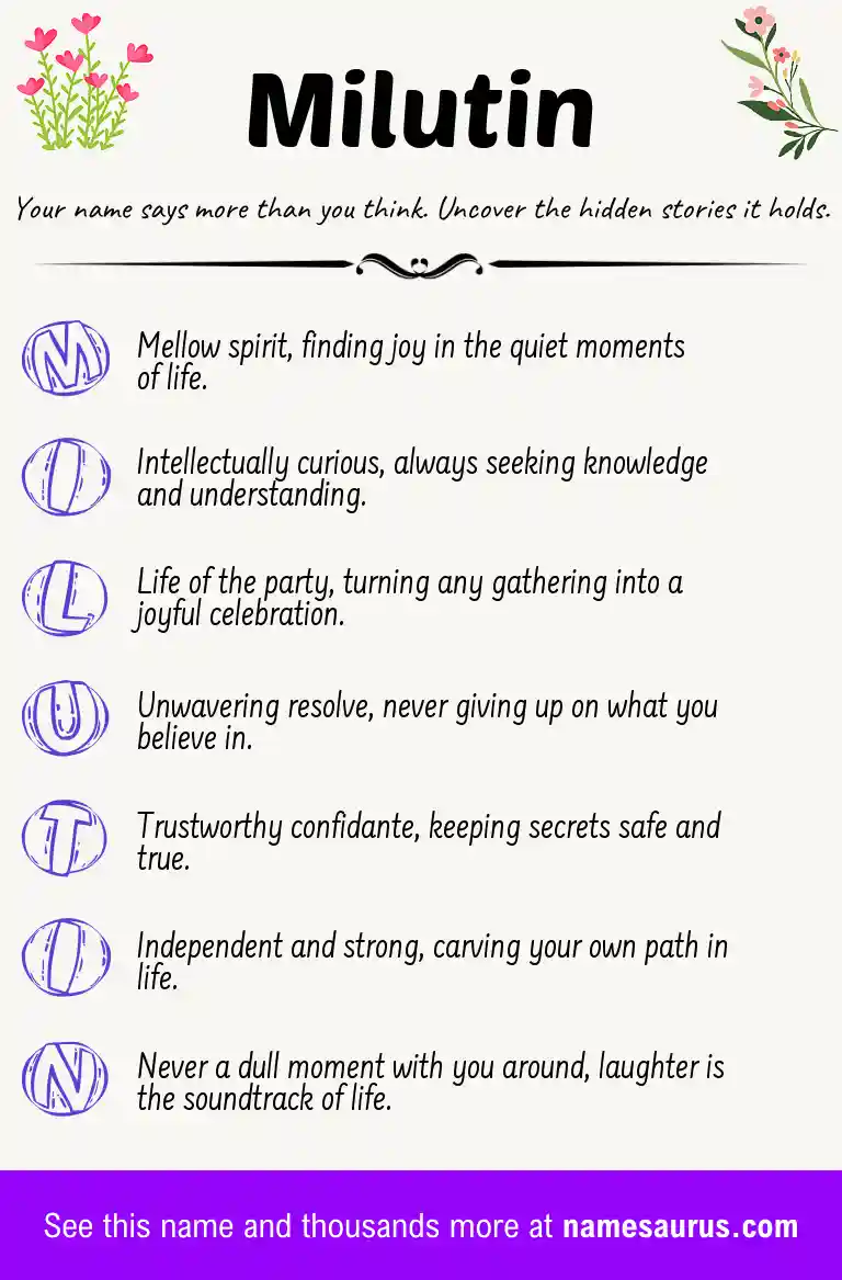 Acrostic poem about Milutin.