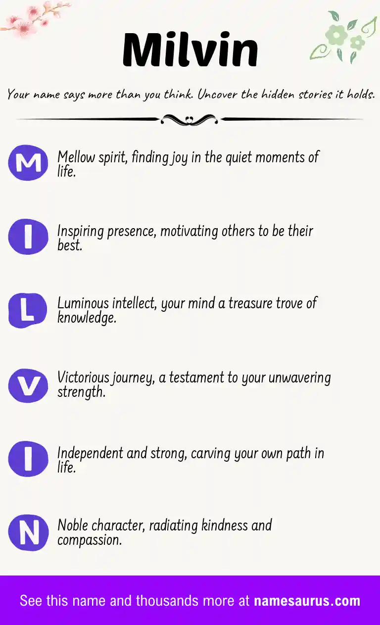 Acrostic poem about Milvin.