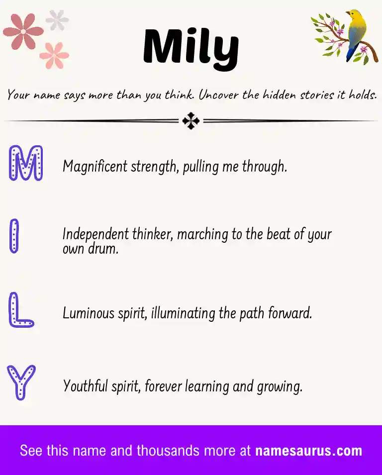 Acrostic poem about Mily.