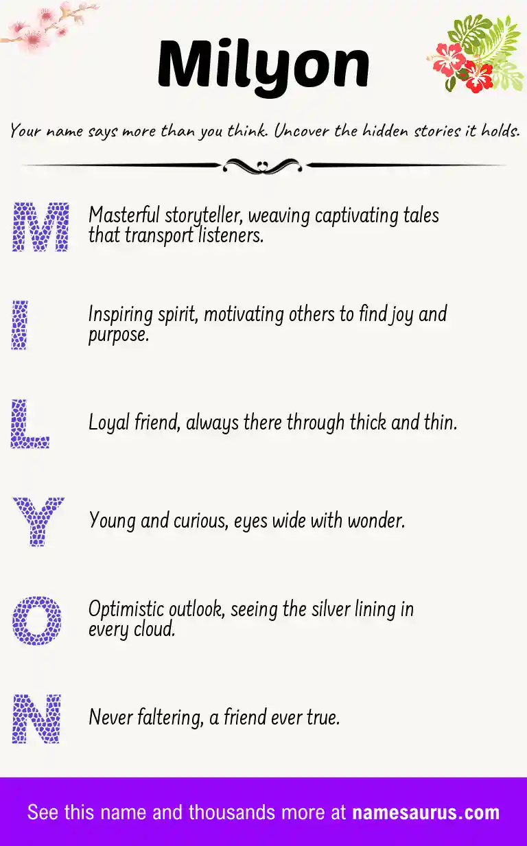 Acrostic poem about Milyon.