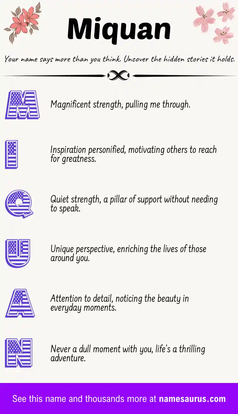 Acrostic poem about Miquan.