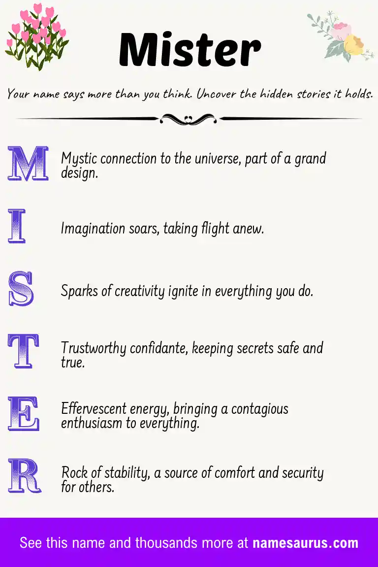 Acrostic poem about Mister.
