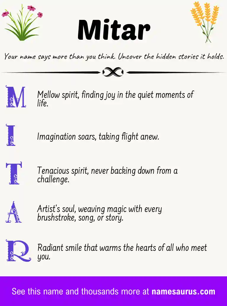 Acrostic poem about Mitar.