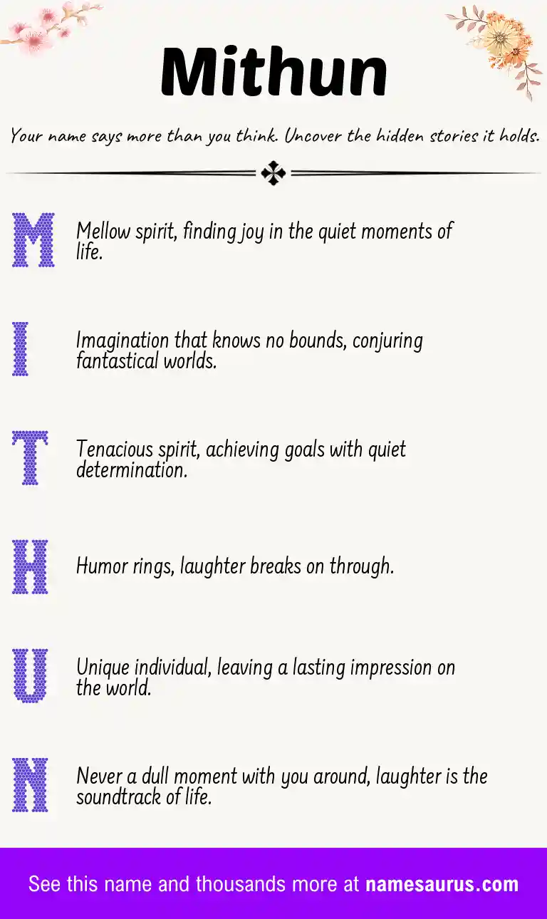 Acrostic poem about Mithun.