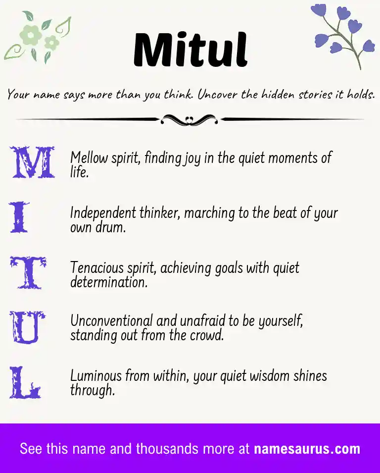 Acrostic poem about Mitul.