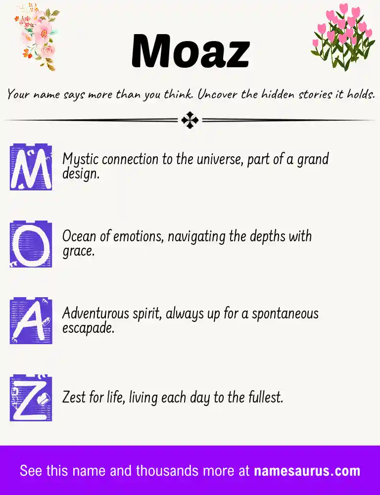 Acrostic poem about Moaz.