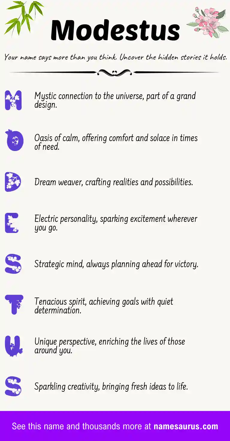 Acrostic poem about Modestus.