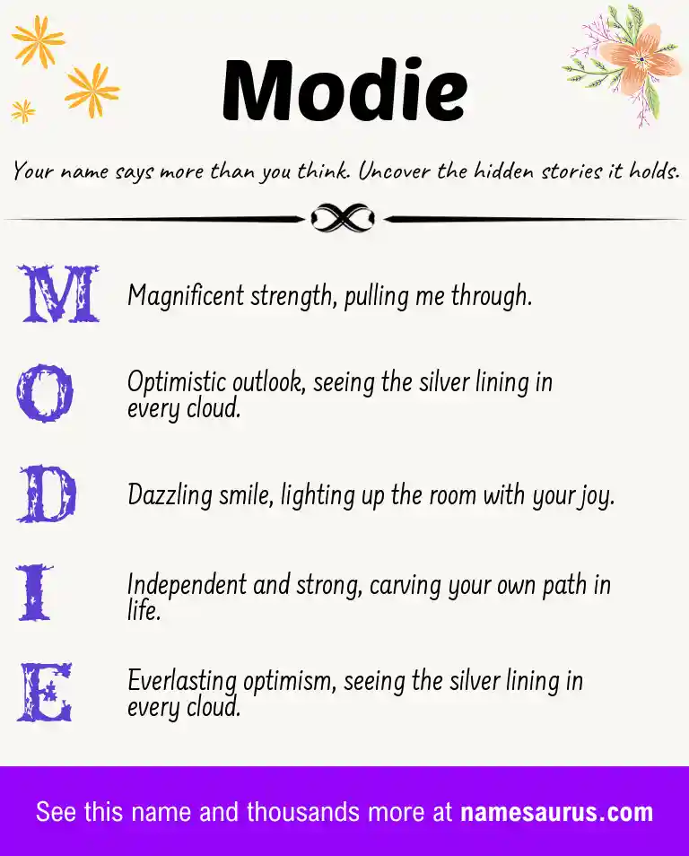 Acrostic poem about Modie.