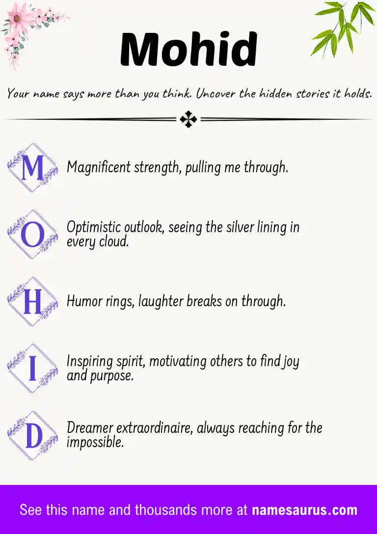 Acrostic poem about Mohid.