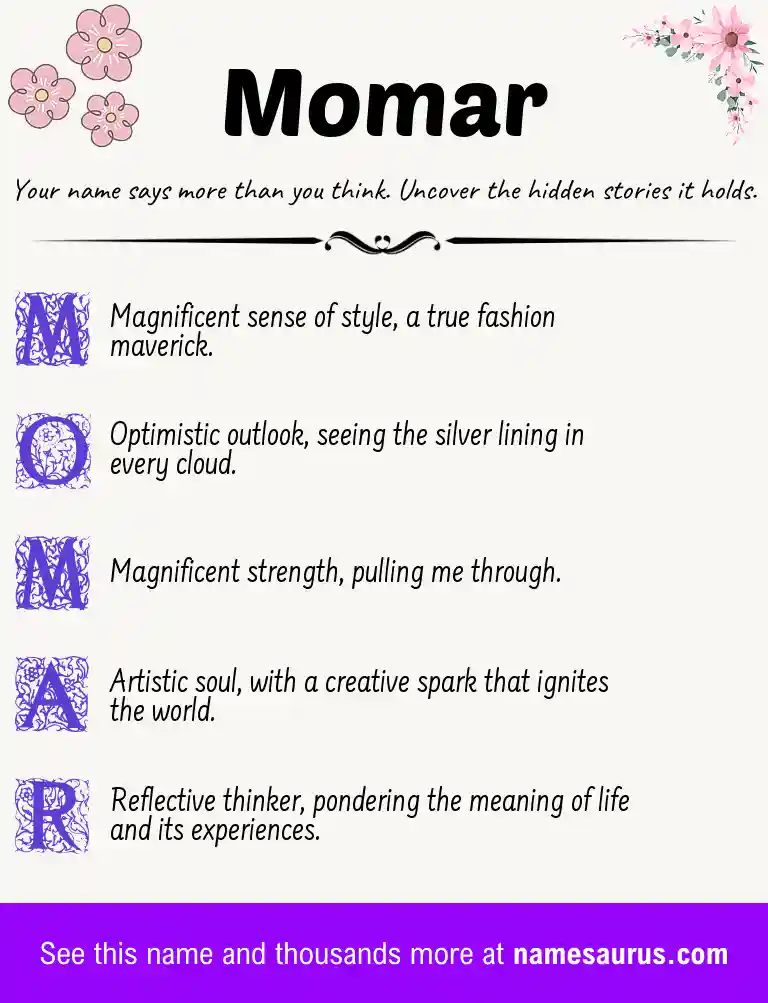 Acrostic poem about Momar.