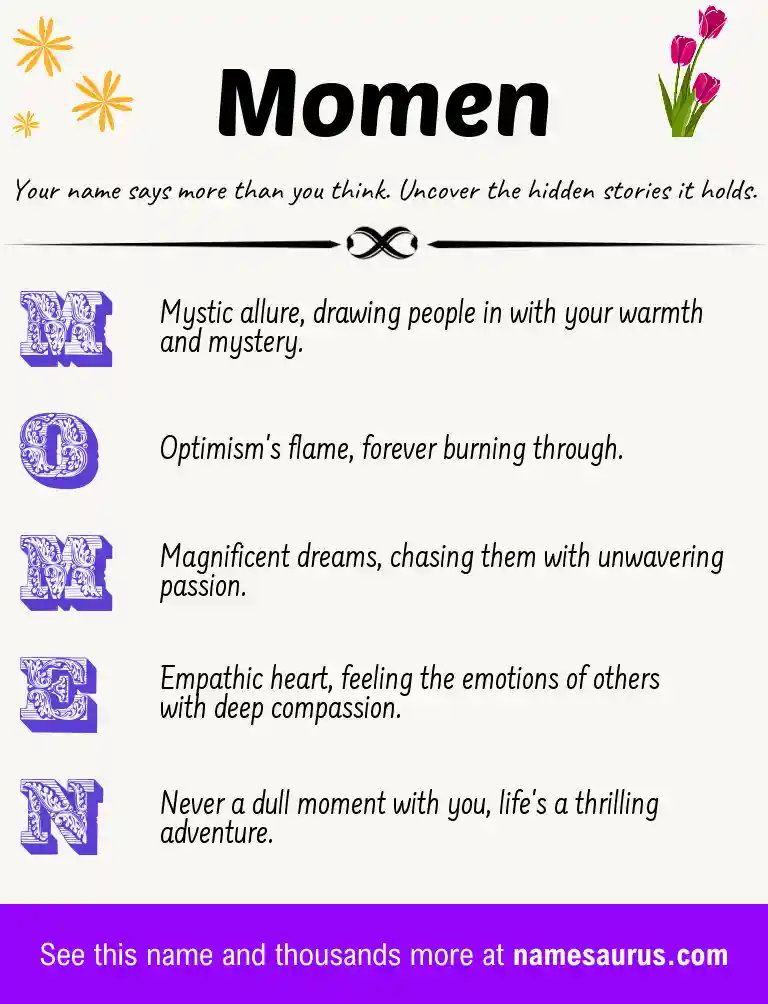 Acrostic poem about Momen.
