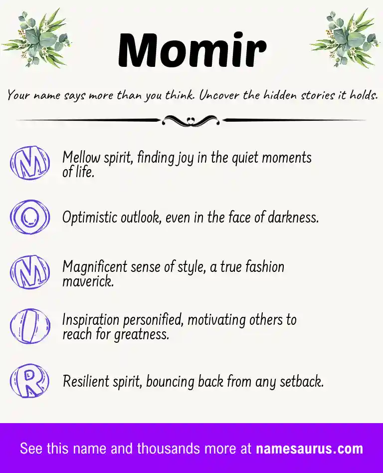 Acrostic poem about Momir.