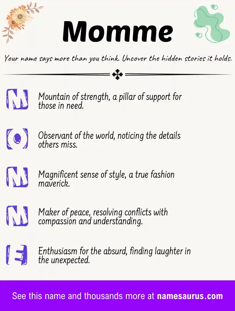 Acrostic poem about Momme.