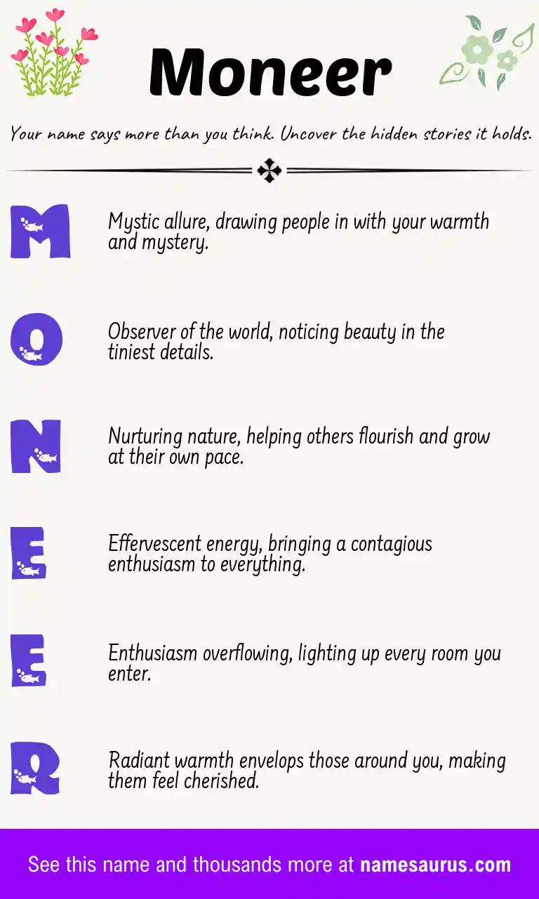 Acrostic poem about Moneer.
