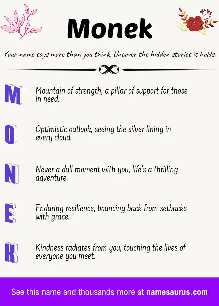 Acrostic poem about Monek.
