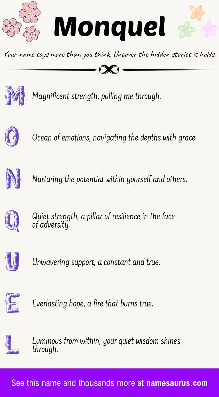 Acrostic poem about Monquel.