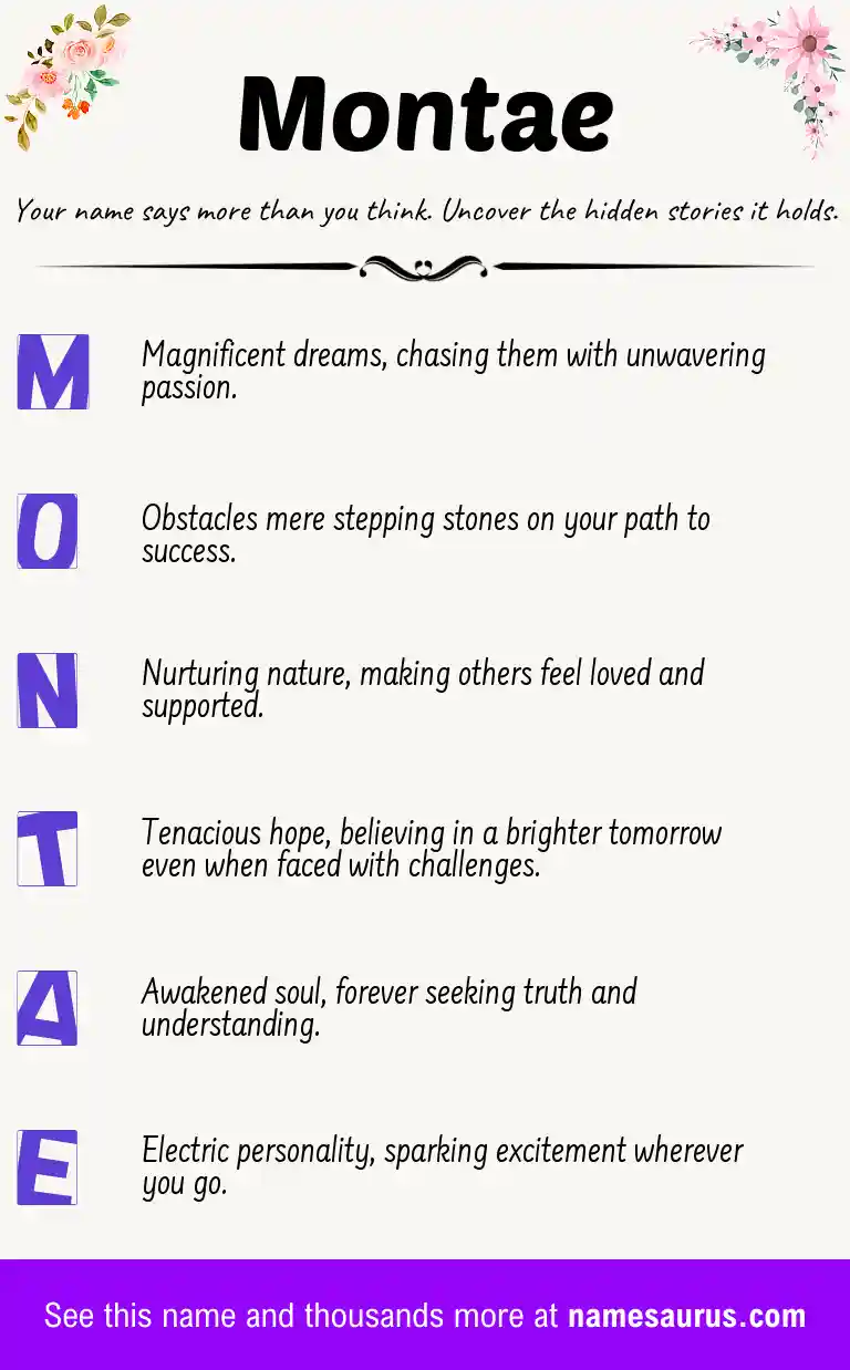 Acrostic poem about Montae.