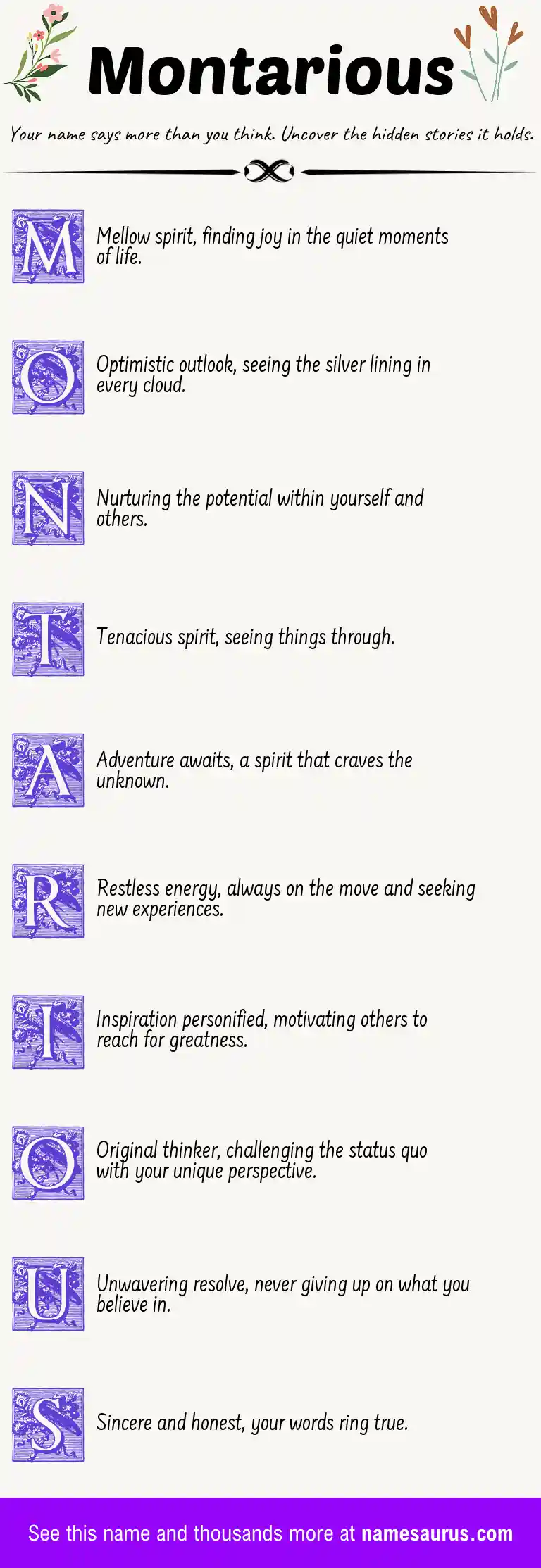 Acrostic poem about Montarious.