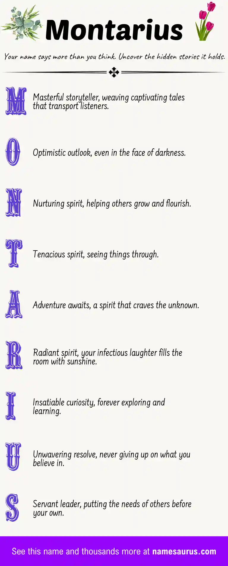 Acrostic poem about Montarius.