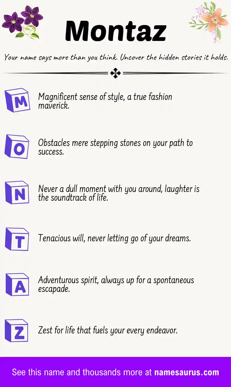 Acrostic poem about Montaz.
