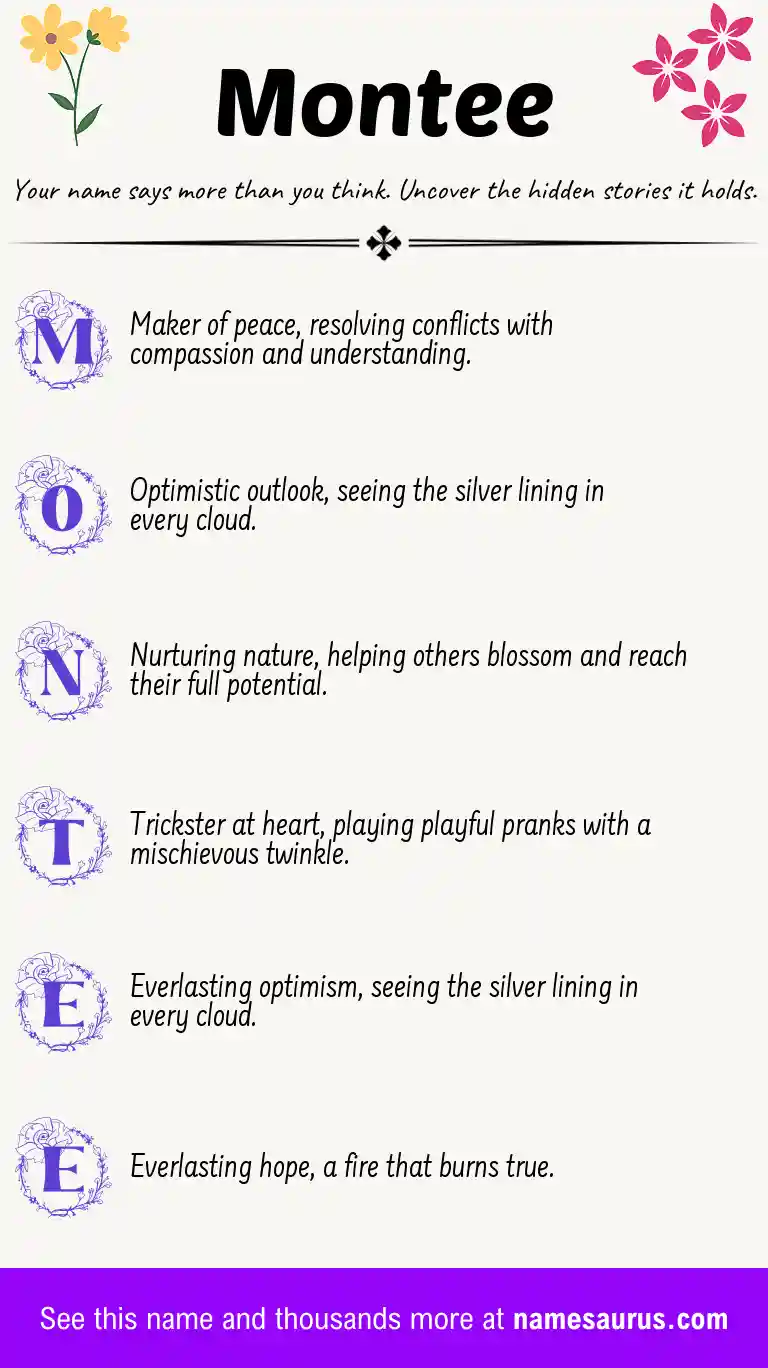 Acrostic poem about Montee.