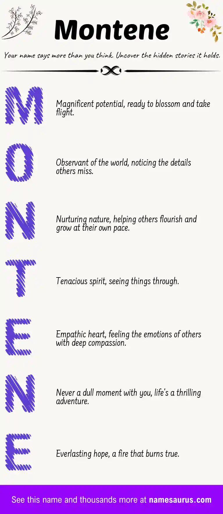 Acrostic poem about Montene.