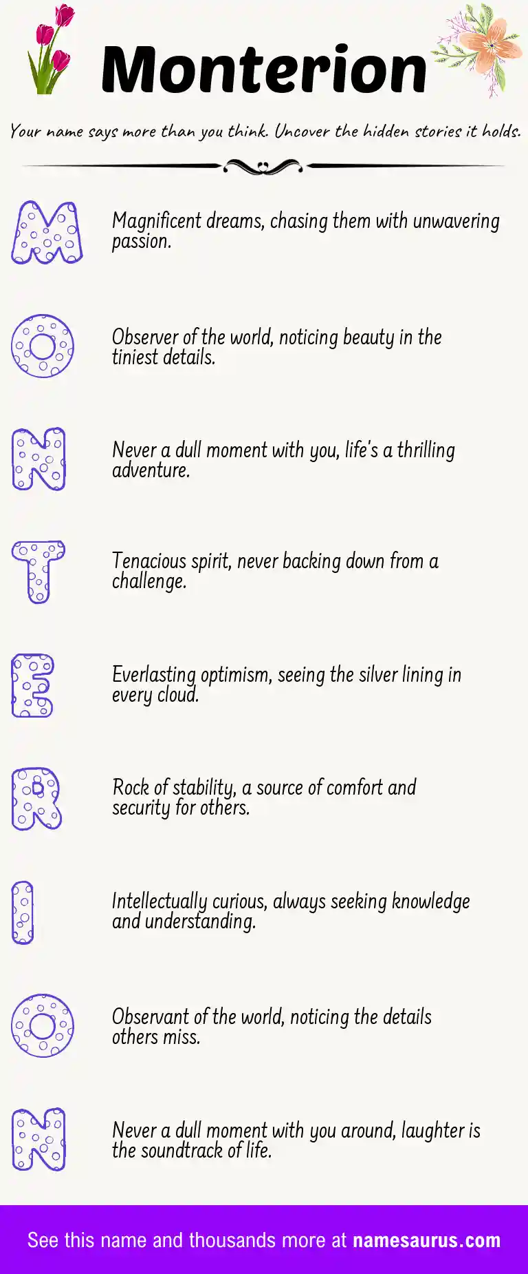 Acrostic poem about Monterion.
