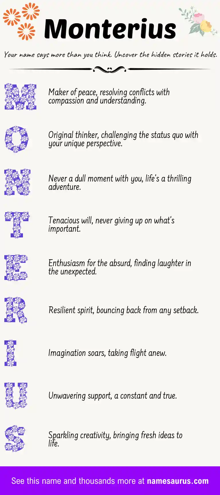 Acrostic poem about Monterius.