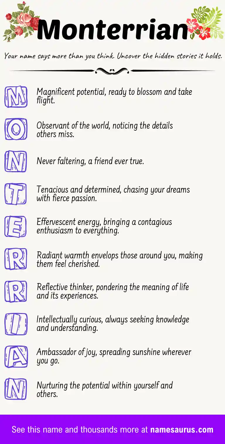 Acrostic poem about Monterrian.