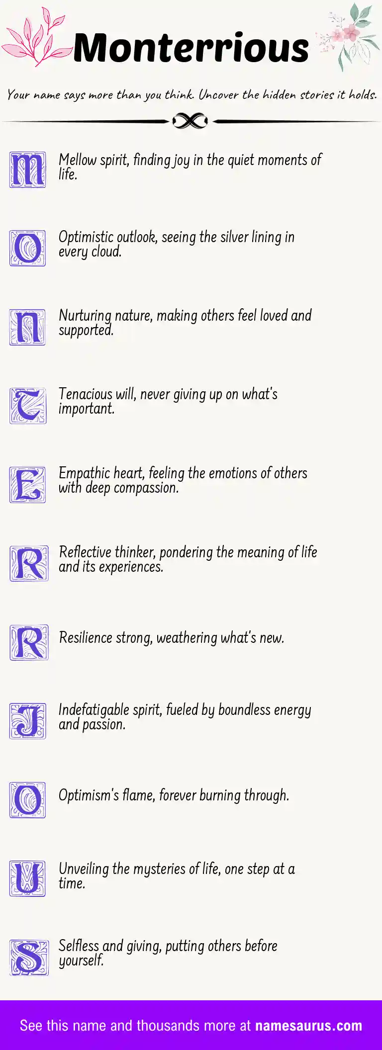 Acrostic poem about Monterrious.
