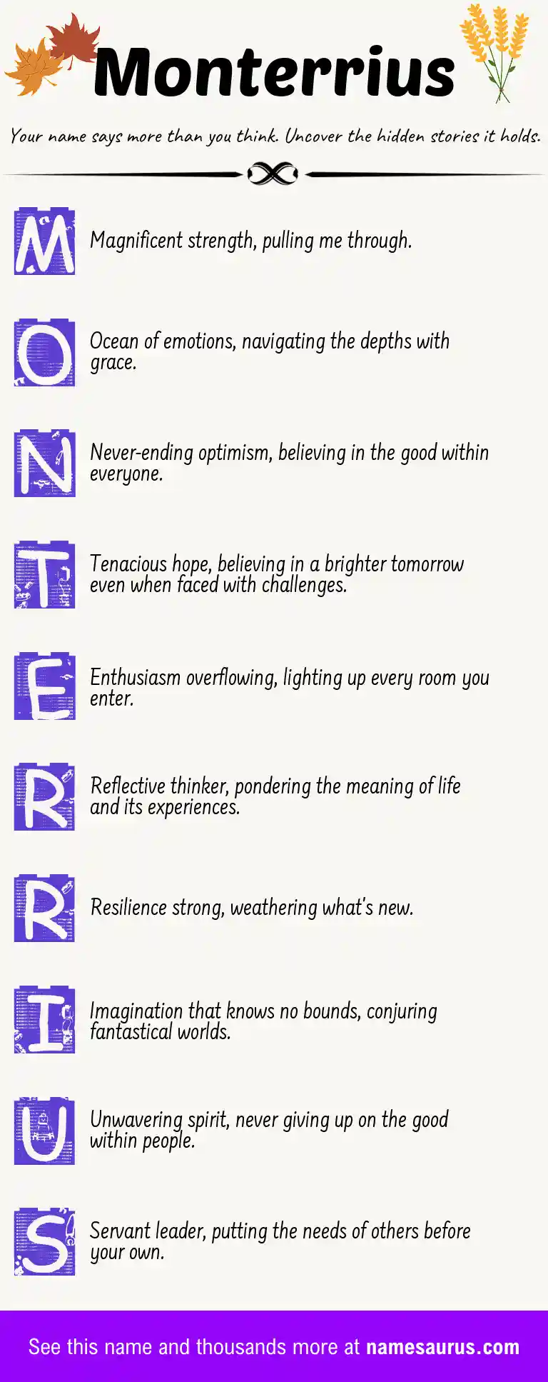 Acrostic poem about Monterrius.