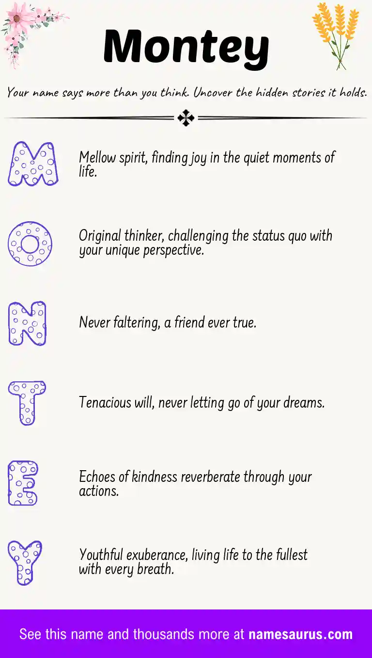 Acrostic poem about Montey.