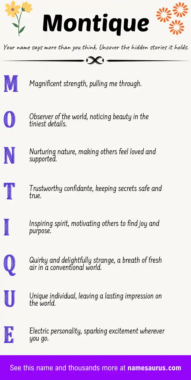 Acrostic poem about Montique.