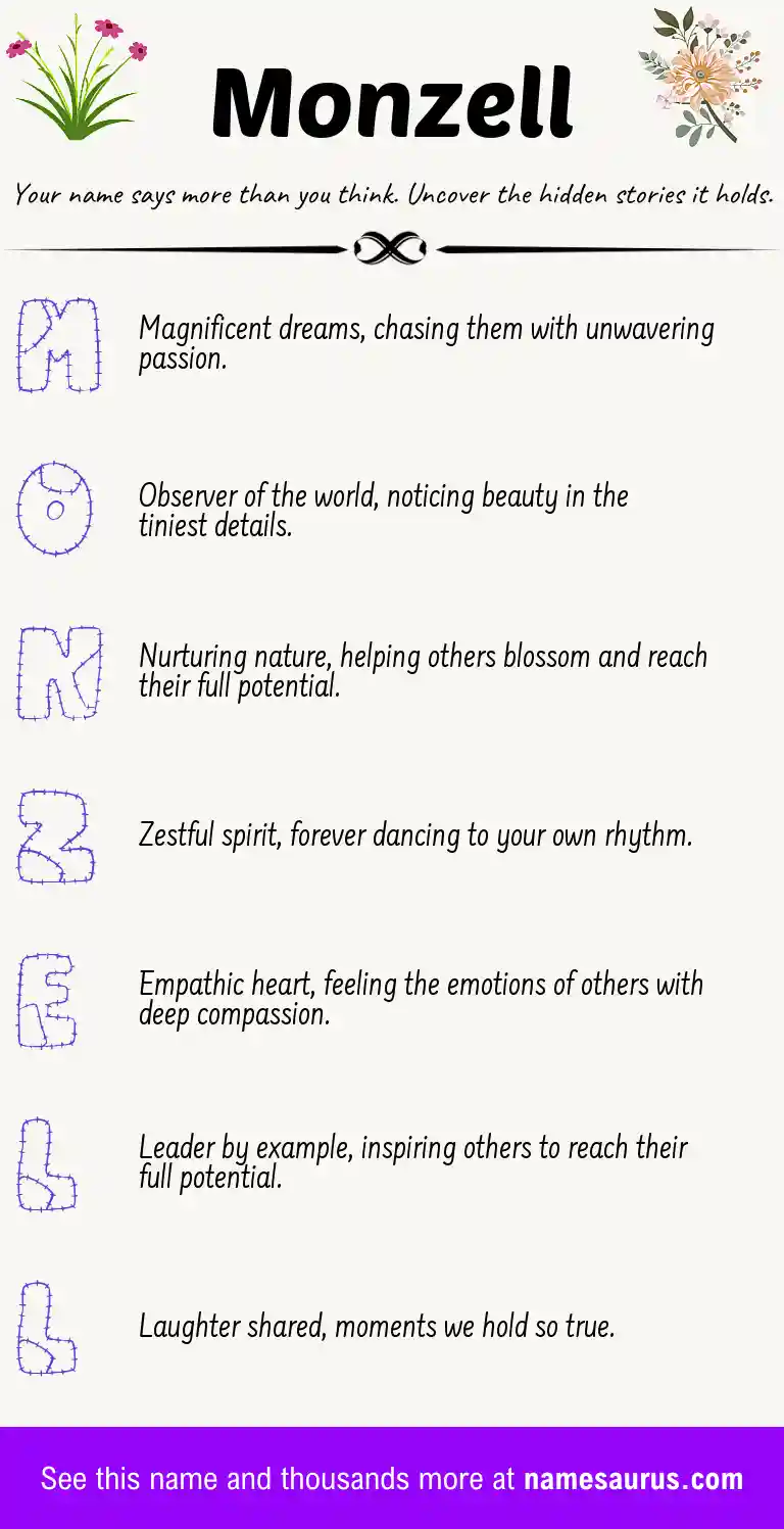 Acrostic poem about Monzell.