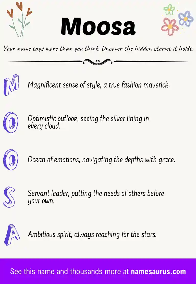 Acrostic poem about Moosa.
