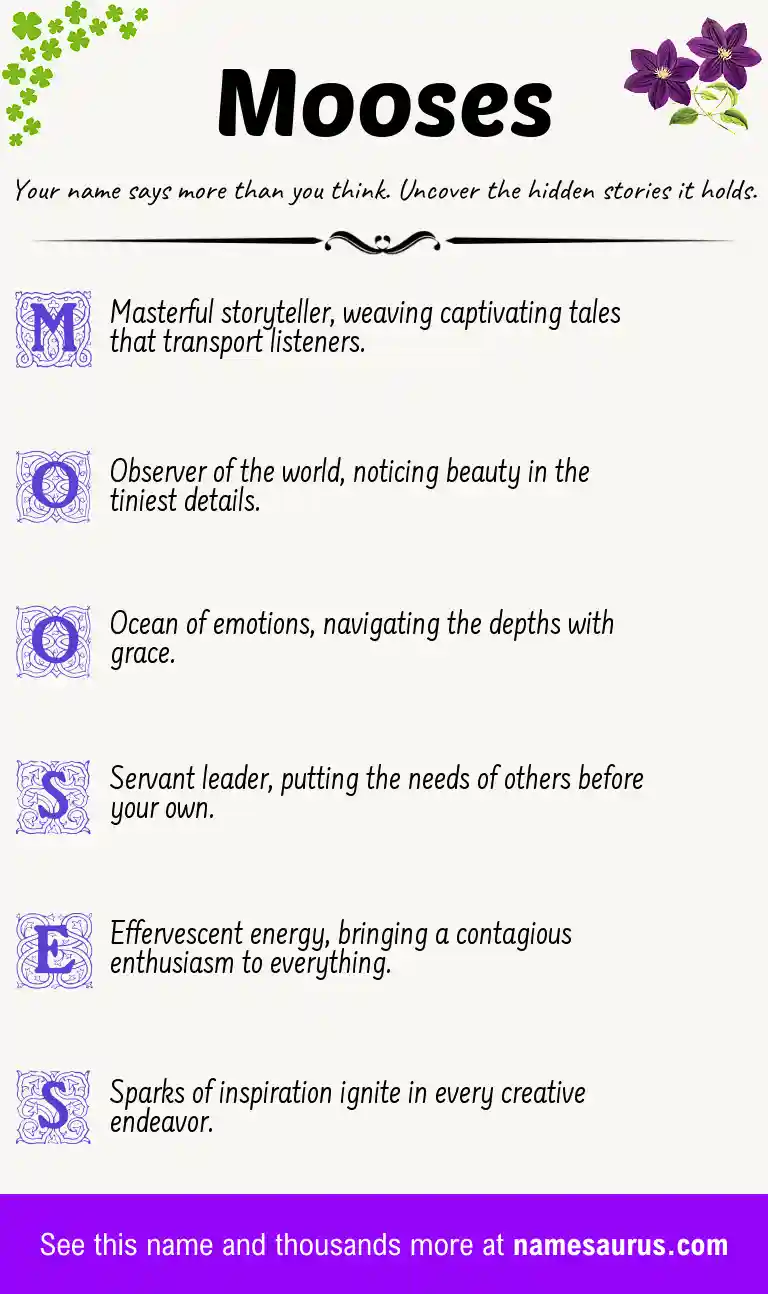 Acrostic poem about Mooses.