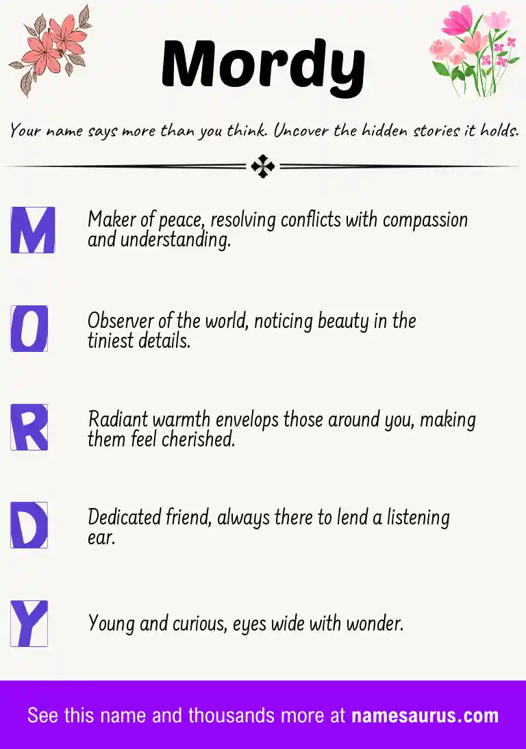 Acrostic poem about Mordy.