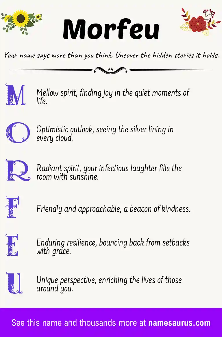 Acrostic poem about Morfeu.
