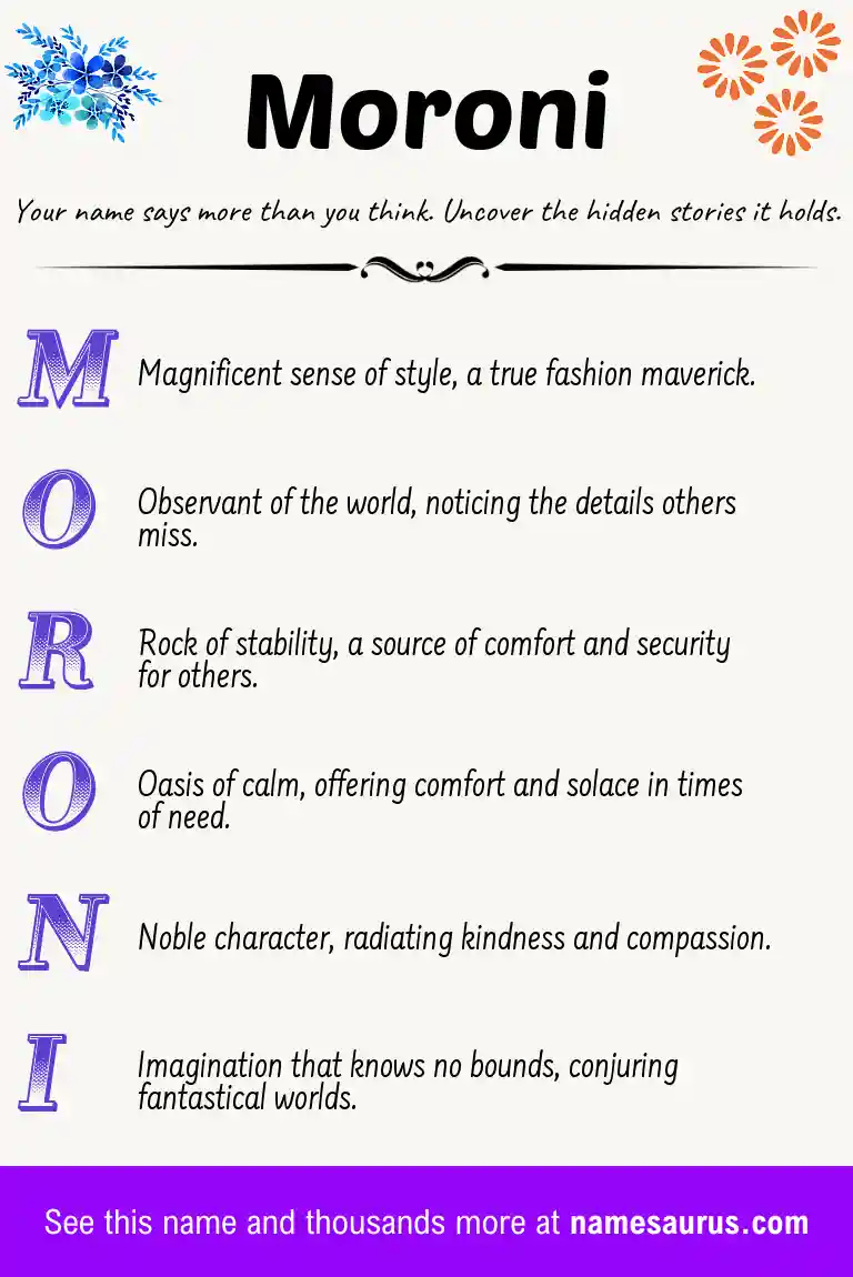 Acrostic poem about Moroni.
