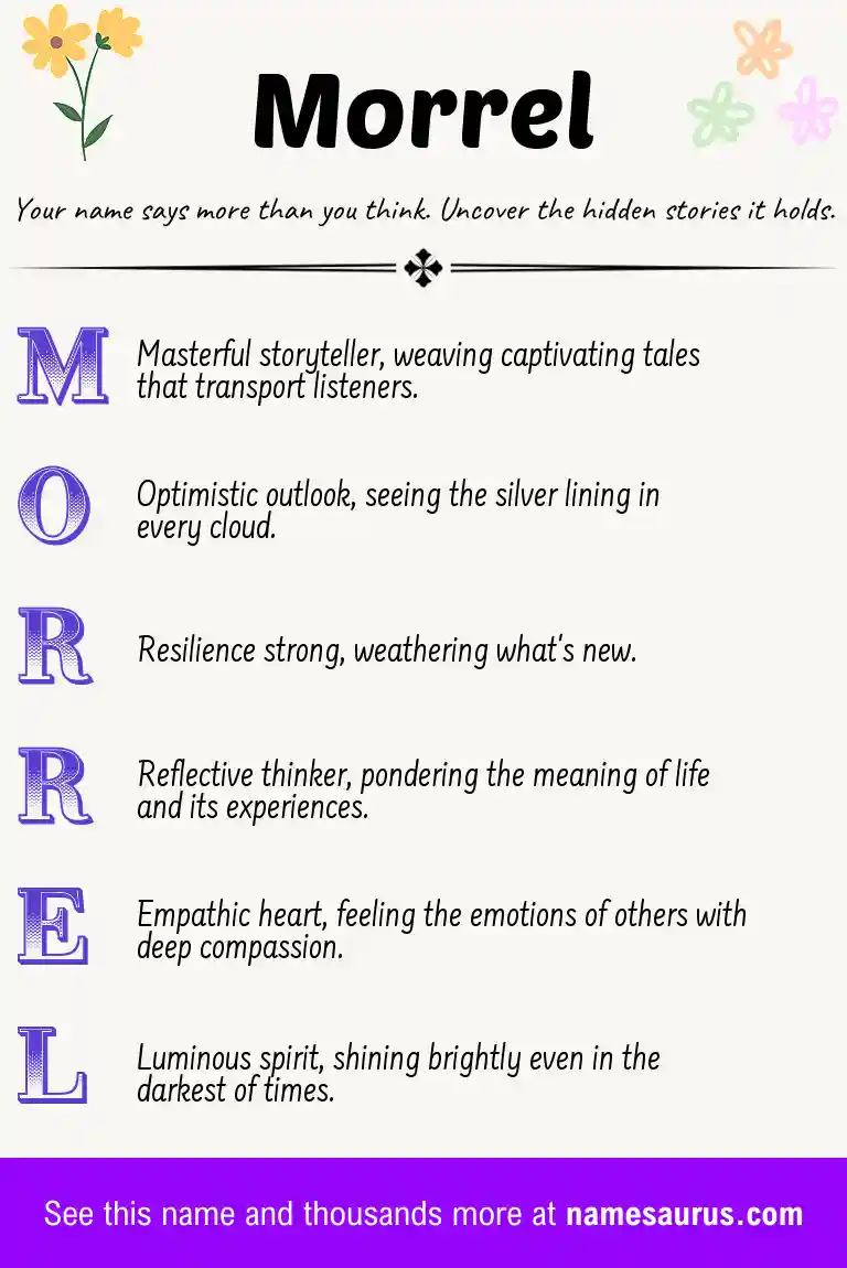 Acrostic poem about Morrel.