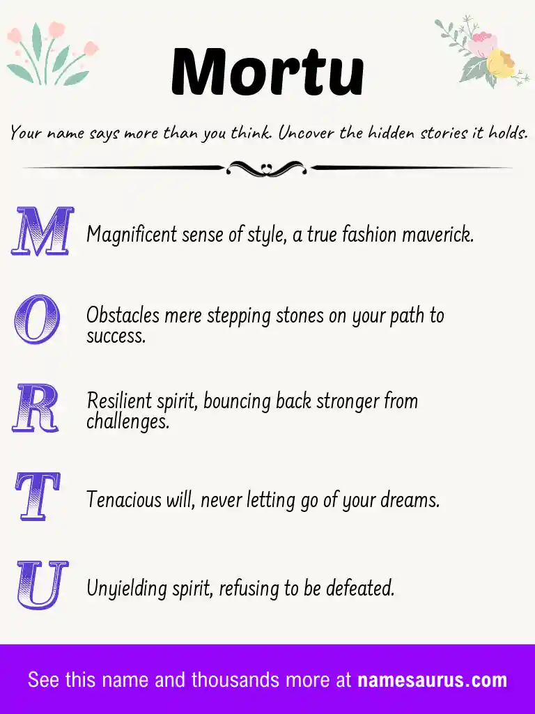 Acrostic poem about Mortu.