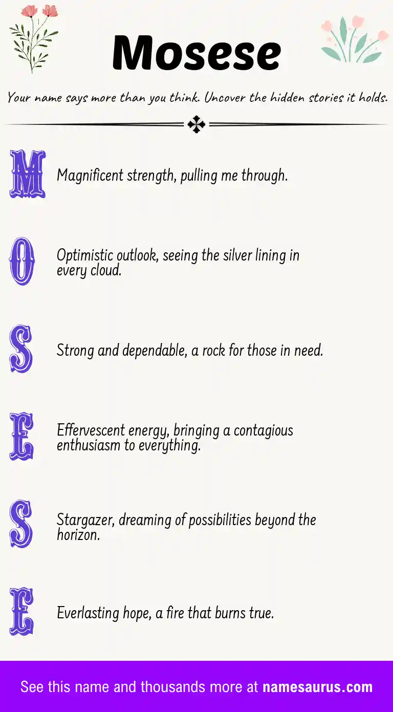 Acrostic poem about Mosese.