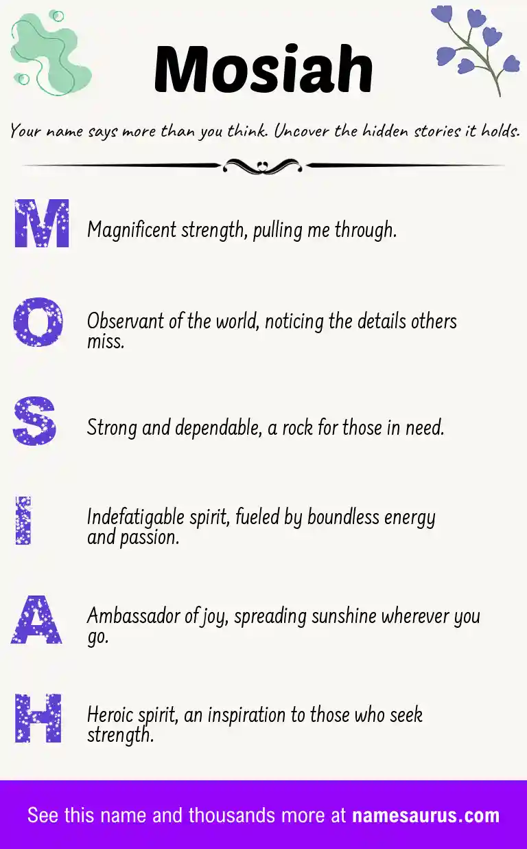 Acrostic poem about Mosiah.