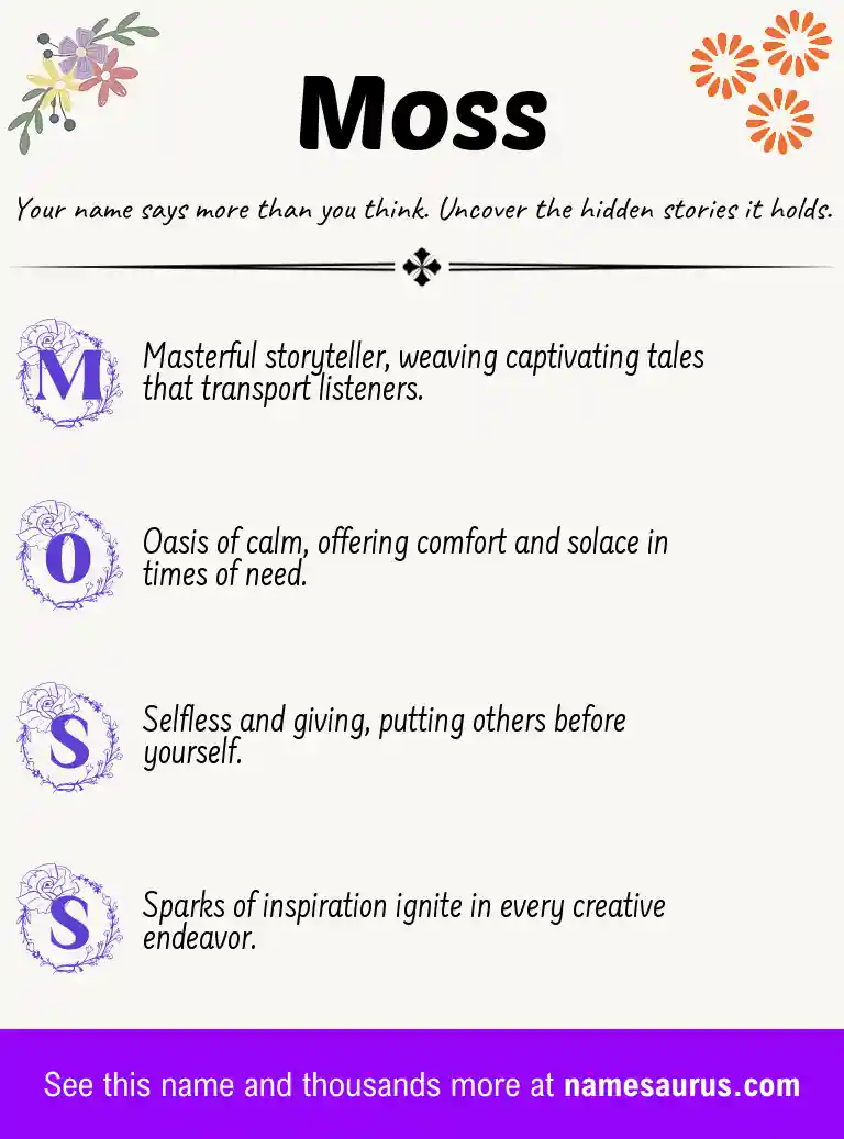 Acrostic poem about Moss.
