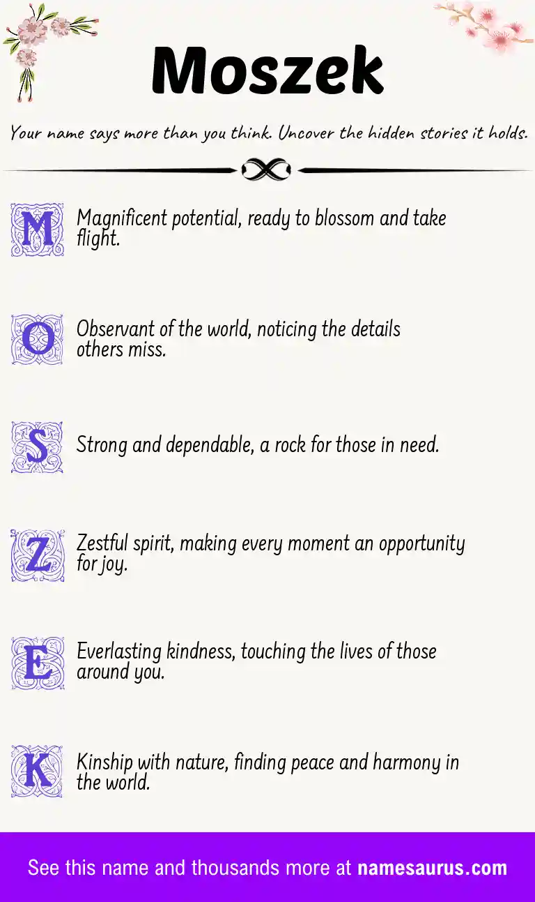 Acrostic poem about Moszek.