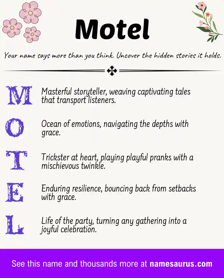 Acrostic poem about Motel.