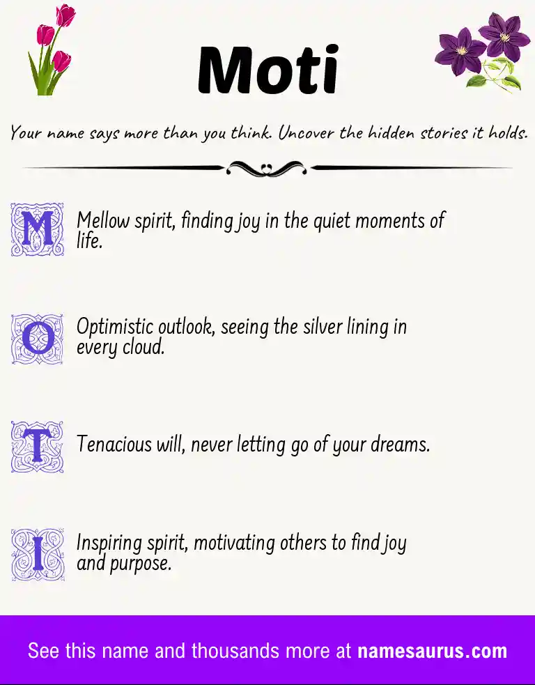 Acrostic poem about Moti.