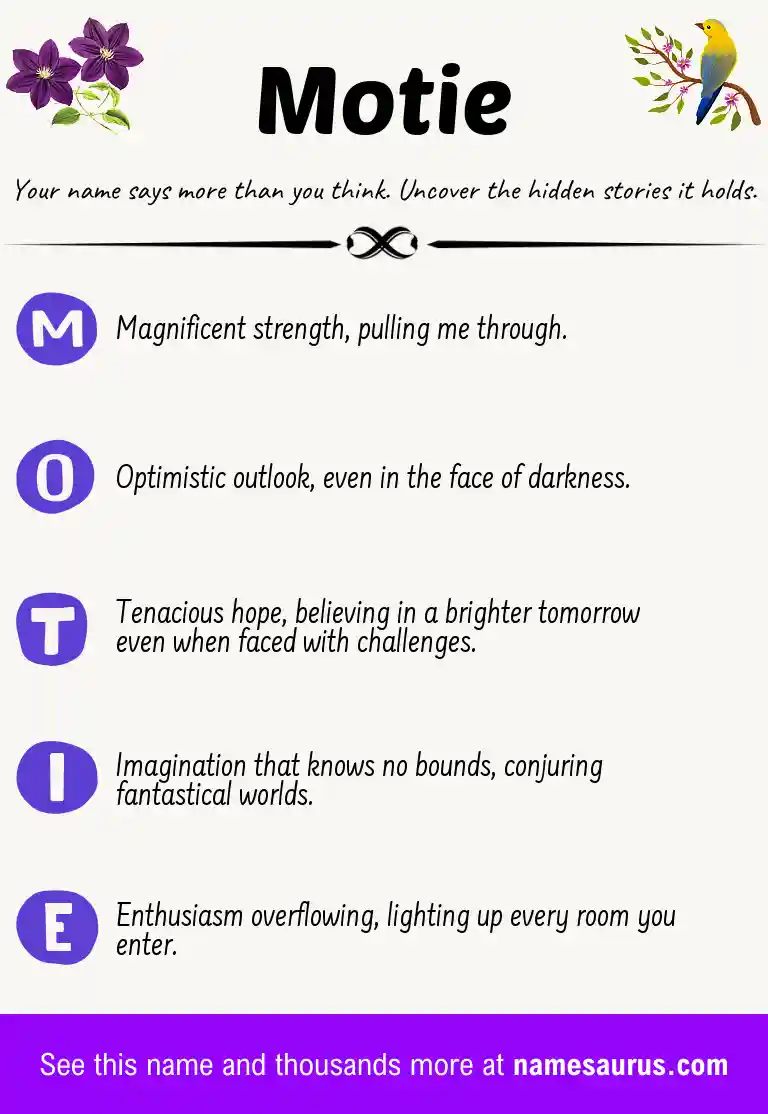 Acrostic poem about Motie.