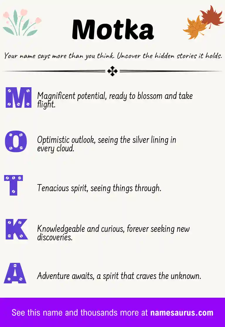 Acrostic poem about Motka.