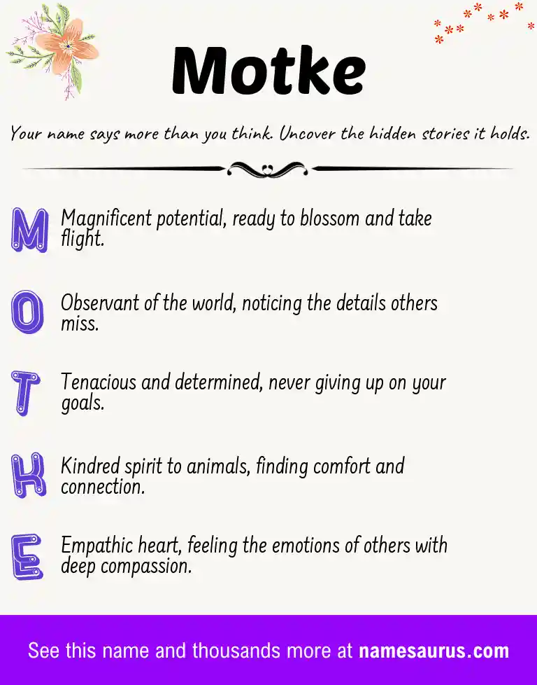 Acrostic poem about Motke.